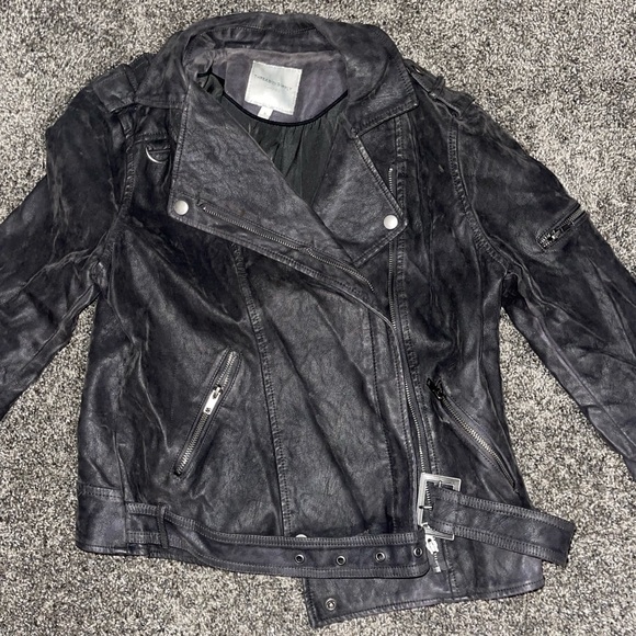 Thread Supply Gray/Black Leather Jacket - Small - Picture 1 of 6